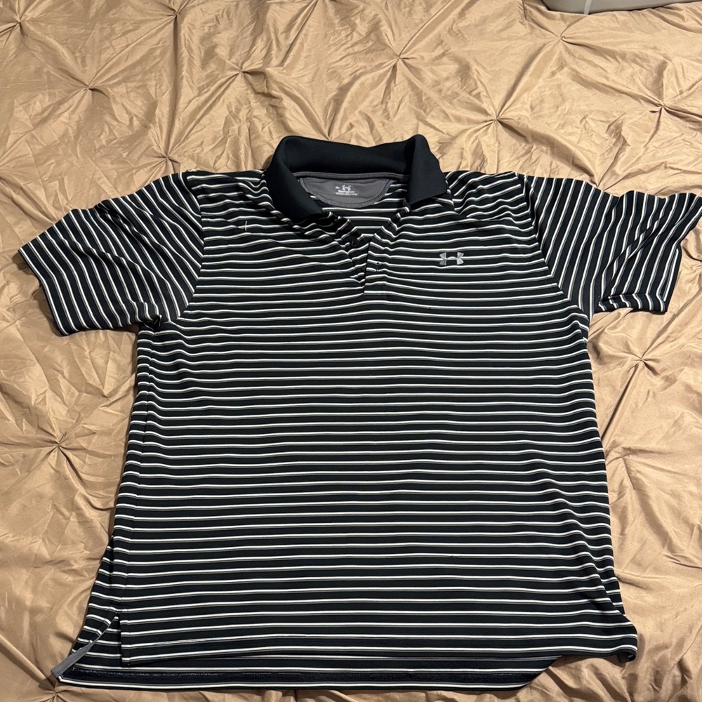 Under Armour Men's Navy and White Striped Polo